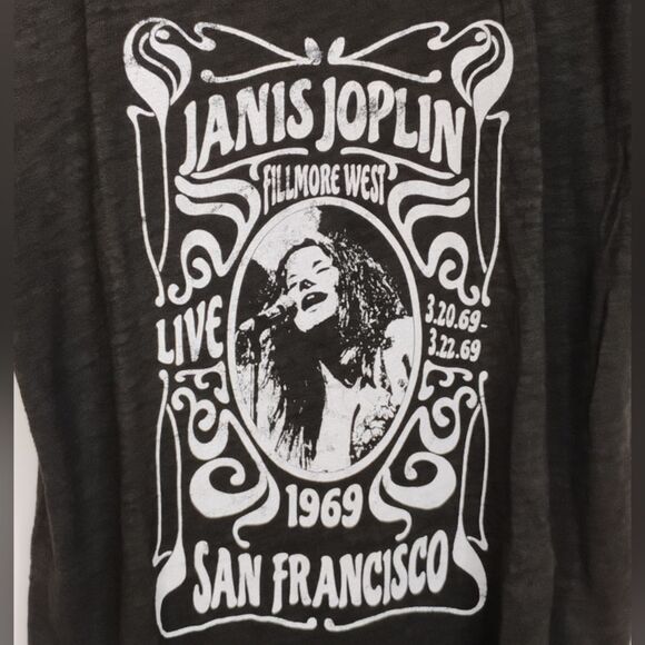 Janis Joplin Top Oversized Size Small Gray with White Iron on Graphics - Picture 5 of 10